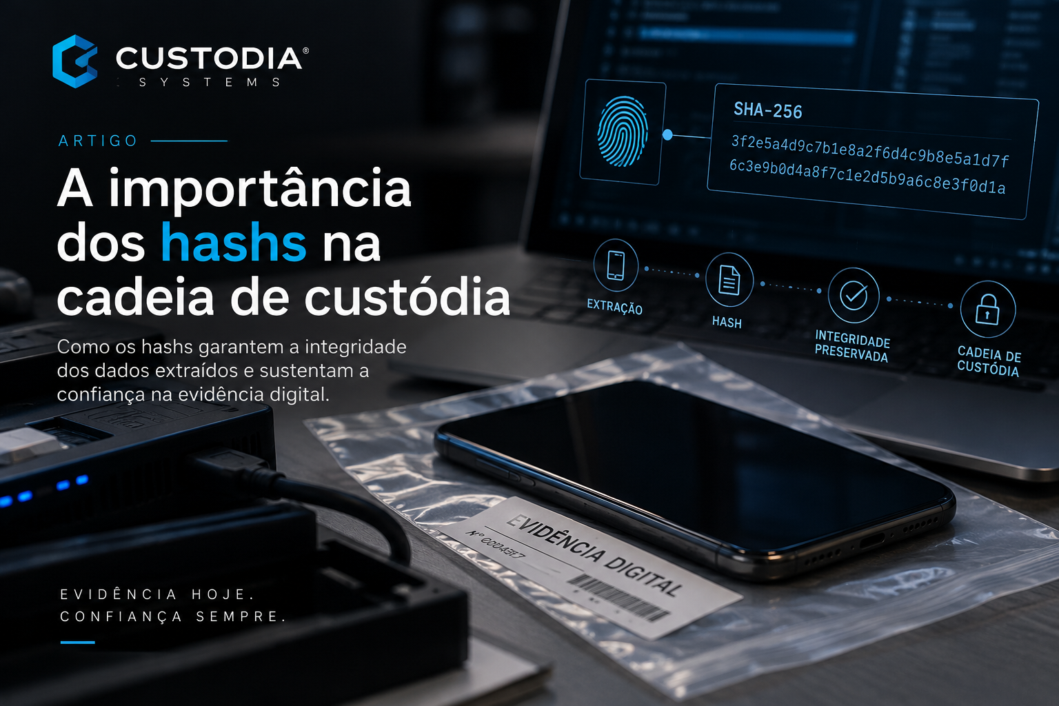 Capa do artigo A importância dos hashes na cadeia de custódia digital