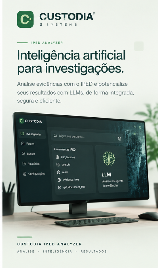 Capa do artigo CUSTODIA IPED Analyzer: inteligência artificial aplicada à análise de evidências